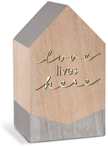 Love Lives Here by Sweet Concrete - 8" LED Lit Wooden House