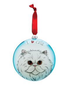 Playful - Persian by Rescue Me Now - 5" Glass Christmas Ornament