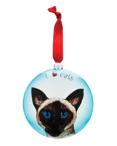 Theo - Siamese Cat by Rescue Me Now - 5" Glass Christmas Ornament
