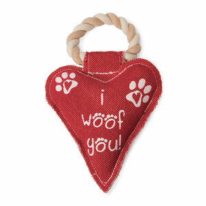 Heart Woof by Pavilion's Pets - 10" Canvas Dog Toy on Rope