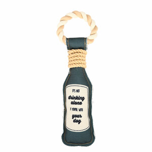 Drinking Alone by Pavilion's Pets - 13" Canvas Dog Toy on Rope