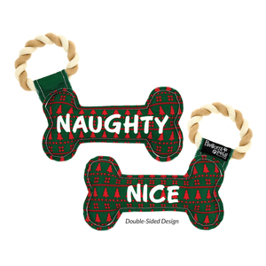 Naughty or Nice by Pavilion's Pets - 11" Canvas Dog Toy on Rope