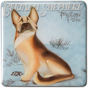 German Shepherd by My Pedigree Pals - 2.5" Square Magnet with Easel Back