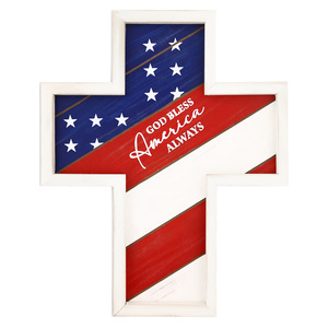 America by Red, White, & Blue Crew - 12.75" x 16" Hanging Cross Plaque