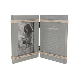 Love You Mom by Threaded Together - 5.5" x 7.5" Hinged Sentiment Frame (Holds 4" x 6" Photo)