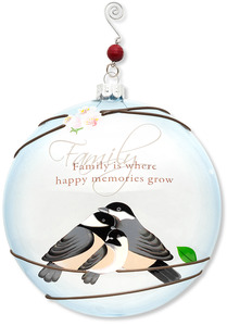 Family by Peace Love & Birds - 5" Diameter Glass Ornament