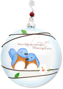 Love by Peace Love & Birds - 5" Diameter Glass Ornament