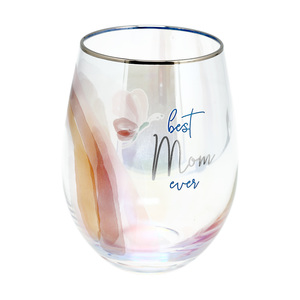 Mom by Rosy Heart - 18 oz Stemless Wine Glass