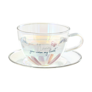 Nana by Rosy Heart - 7 oz Glass Teacup and Saucer