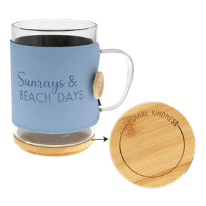Beach Days by Wrapped in Kindness - 16 oz Wrapped Glass Mug with Coaster Lid