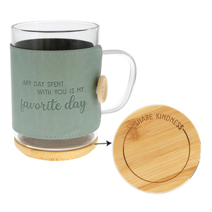 Favorite Day by Wrapped in Kindness - 16 oz Wrapped Glass Mug with Coaster Lid