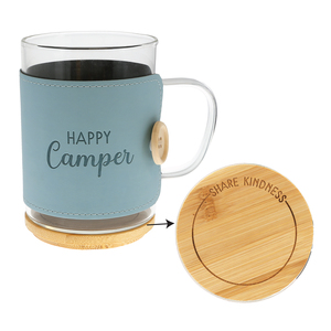 Camper by Wrapped in Kindness - 16 oz Wrapped Glass Mug with Coaster Lid