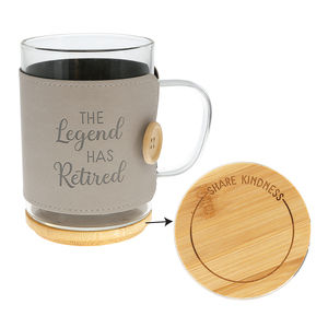 Retired by Wrapped in Kindness - 16 oz Wrapped Glass Mug with Coaster Lid