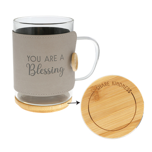 Blessing by Wrapped in Kindness - 16 oz Wrapped Glass Mug with Coaster Lid