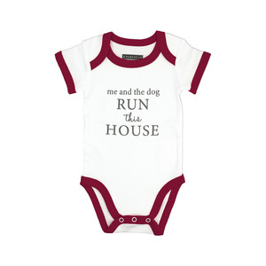 Run The House by A-Parent-ly - 6-12 Months Burgundy Trimmed Bodysuit