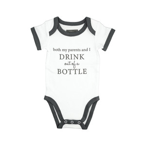 Bottle by A-Parent-ly - 6-12 Months Gray Trimmed Bodysuit
