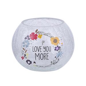 Love You by Love You More - 5" Crackled Glass Votive Holder