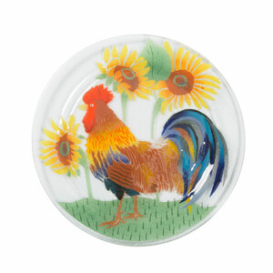 Country Rooster by Fusion Art Glass - 11" Round Plate