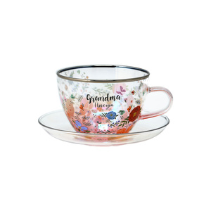 Grandma by Bunches of Love - 7 oz Glass Teacup and Saucer