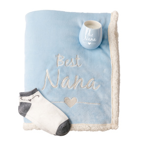 Nana by Warm and Fuzzy - 42" x 50" Sherpa Lined, Royal Plush Blanket Gift Set