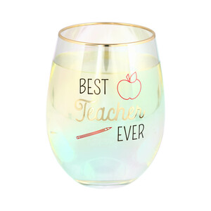 Best Teacher Ever by Teachable Moments - 18 oz Stemless Wine Glass