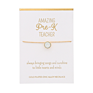 Pre-K White Opal by Teachable Moments - 16"-17.5" Gold Plated Necklace