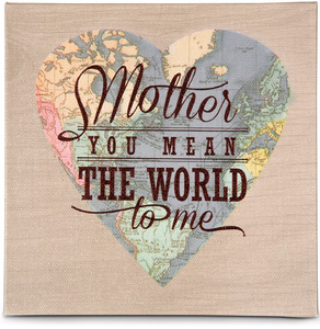 Mother by Global Love - 5" x 5" Canvas Heart Plaque