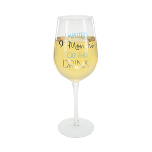 9 Months Blue by Happy Occasions - 16 oz Crystal Wine Glass