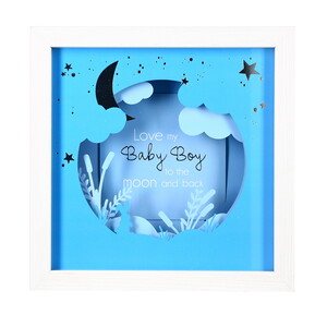 Baby Boy by Happy Occasions - 7.75" Shadow Box Frame (Holds 4" x 4" Photo)