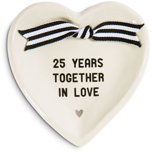 25th Anniversary by The Milestone Collection - 4.5" x 4.5" Heart-Shaped Keepsake Dish