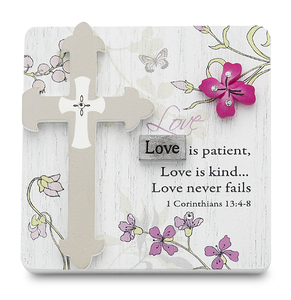 Love by Mark My Words - 3" x 3" Self-Standing Plaque