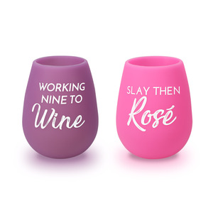 Slay then Rosé by My Kinda Girl - 13 oz Silicone Wine Glasses
(Set of 2)