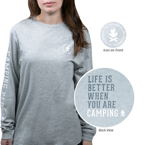 Camping People by We People - Small Heather Gray Unisex Long Sleeve T-Shirt