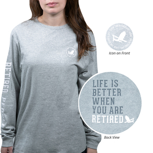 Retired People by We People - Medium Heather Gray Unisex Long Sleeve T-Shirt