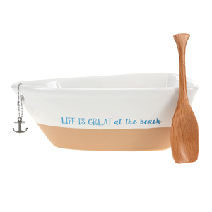 At the Beach by We People - 7" Boat Serving Dish with Oar