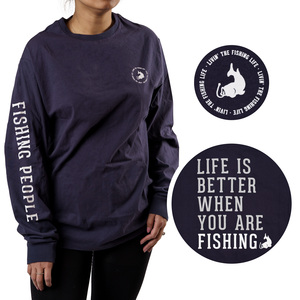 Fishing People by We People - Medium Navy Unisex Long Sleeve T-Shirt
