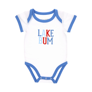 Lake Bum by We Baby - 6-12 Month Blue Trimmed Bodysuit