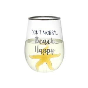 Beach Happy - Starfish by We People - 19 oz. Stemless Wine Glass with 3-D Figurine