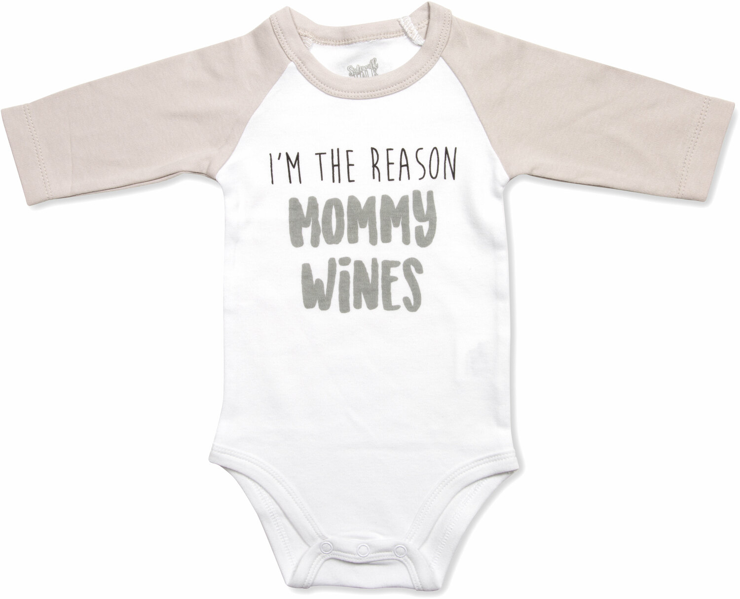 Mommy Wines by Sidewalk Talk - Mommy Wines - 12-24 Months 3/4 Length Gray Sleeve Onesie