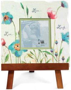 Live Love Laugh by Fields of Joy - 12" x 12" Blue Frame with Easel
