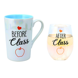 Before & After Class by Essentially Yours - 18 oz Stemless Glass & 15 oz Latte Cup Set