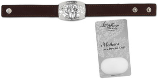 Mother Bracelet by Little Things Mean A Lot - 8.5" x 0.75" Brown Leather
