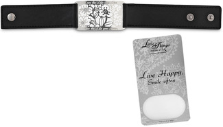 Love the Life... Bracelet by Little Things Mean A Lot - 8.5" x 1" Black Leather