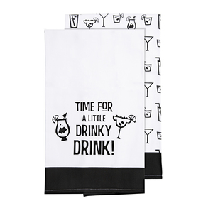 Drinky Drink by Late Night Last Call - Tea Towel Gift Set (2 - 19.75" x 27.5")