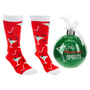 Christmas Spirits by Late Night Last Call - 4" Ornament  with Unisex Holiday Socks