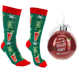 Bloody Mary Christmas by Late Night Last Call - 4" Ornament  with Unisex Holiday Socks