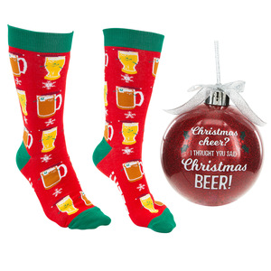 Christmas Beer by Late Night Last Call - 4" Ornament  with Unisex Holiday Socks