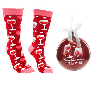 The Wine You're With by Late Night Last Call - 4" Ornament with Unisex Holiday Socks