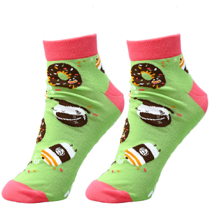 Donut and Coffee by Late Night Snacks - Cotton Blend Ankle Socks
