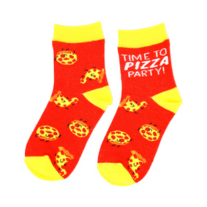 Pizza by Late Night Snacks - S/M Youth Cotton Blend Crew Socks